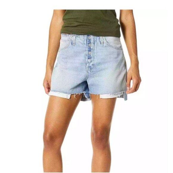 Hudson Denim 26 Distressed Sloane Step Hem Button Fly Light Wash Cutoffs Shorts - Picture 2 of 15